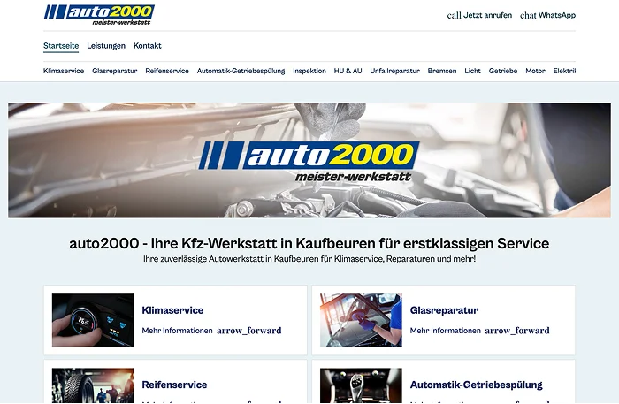 Projekt "AUTO2000 Kaufbeuren". UI/UX Design, Webentwicklung.