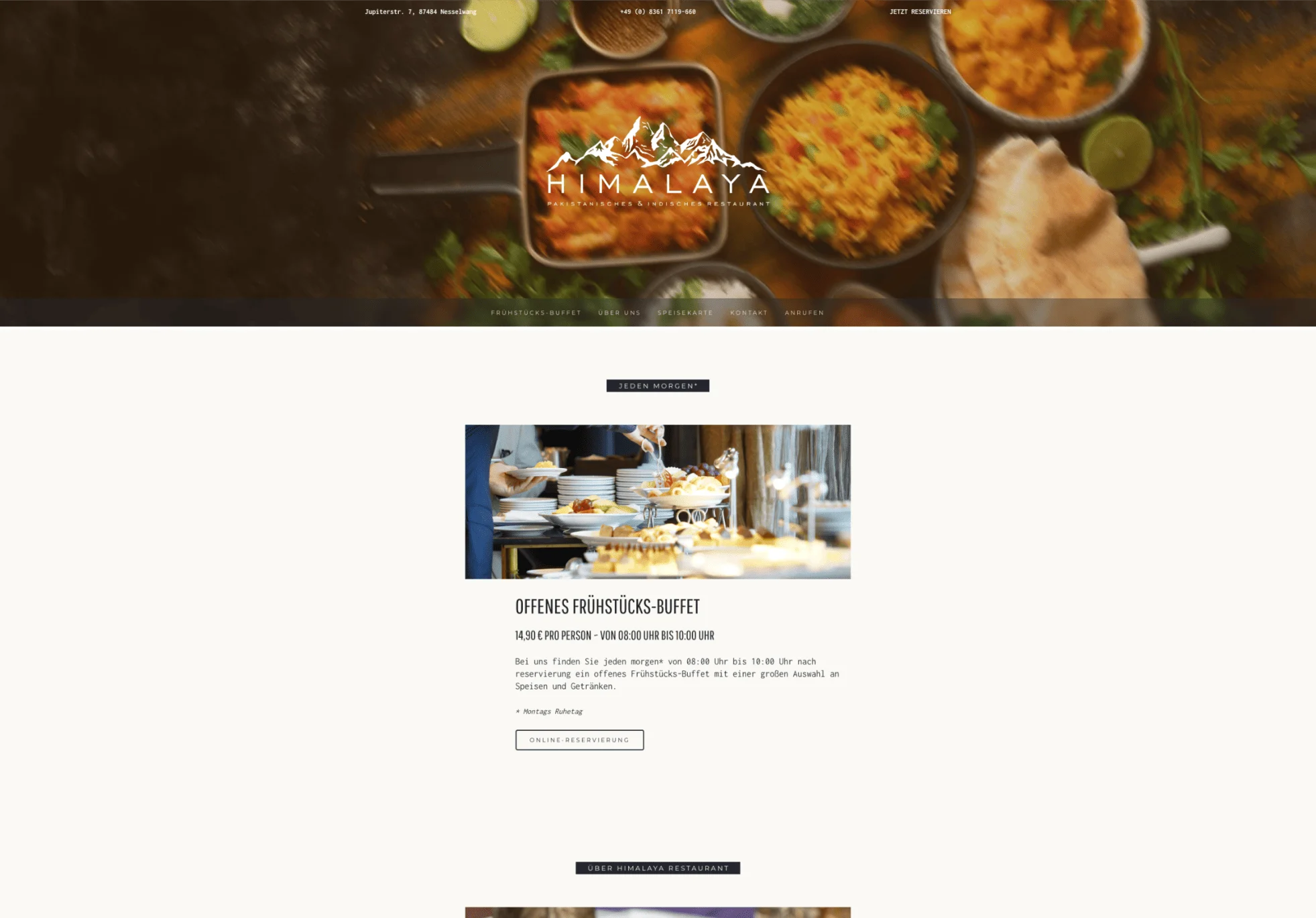 Projekt "Himalaya Nesselwang". UI/UX Design, Webentwicklung, Online-Reservierungssoftware.