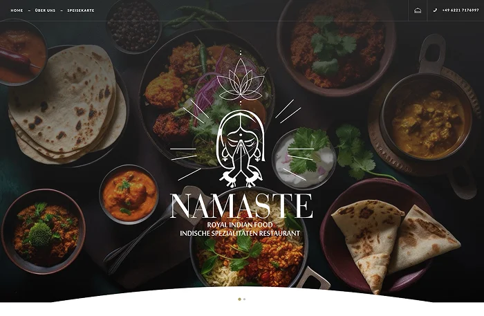 Projekt "Namaste Restaurant Heidelberg". UI/UX Design, Webentwicklung, Online-Reservierungssoftware.